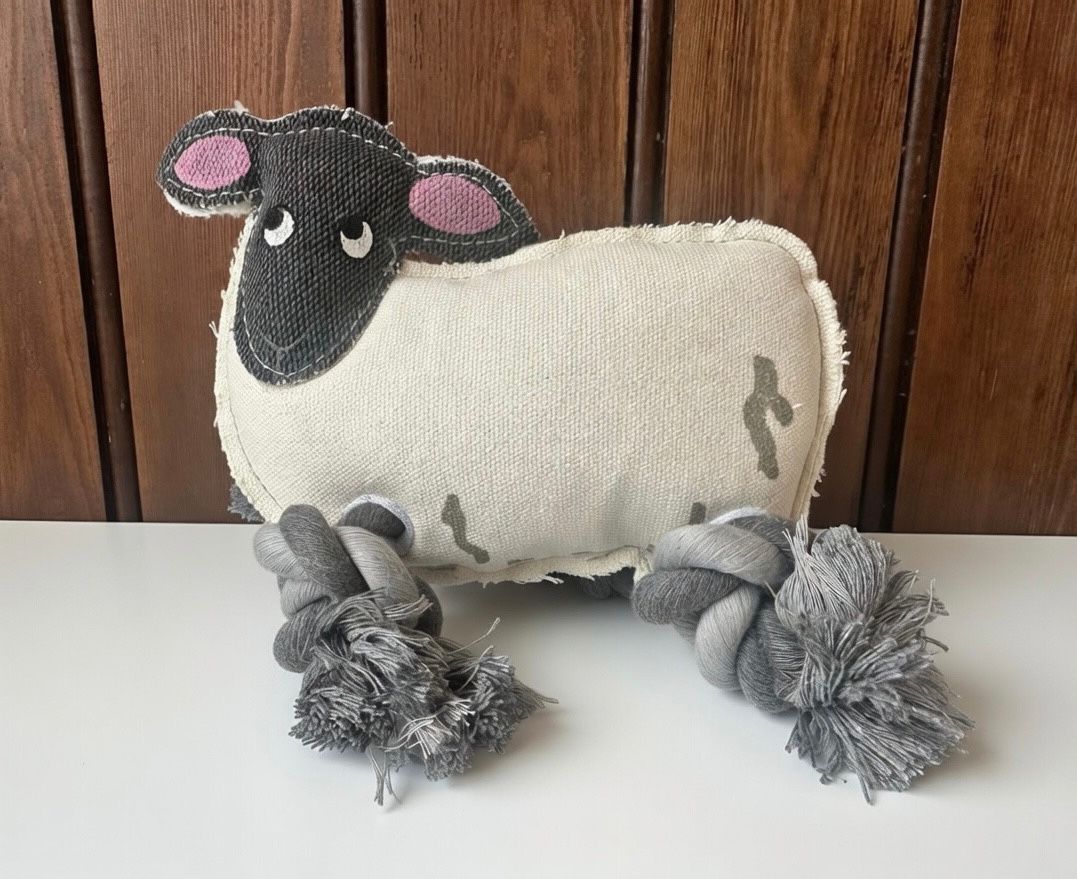 Sheep Dog Toy With Internal Squeaker and Rope Legs