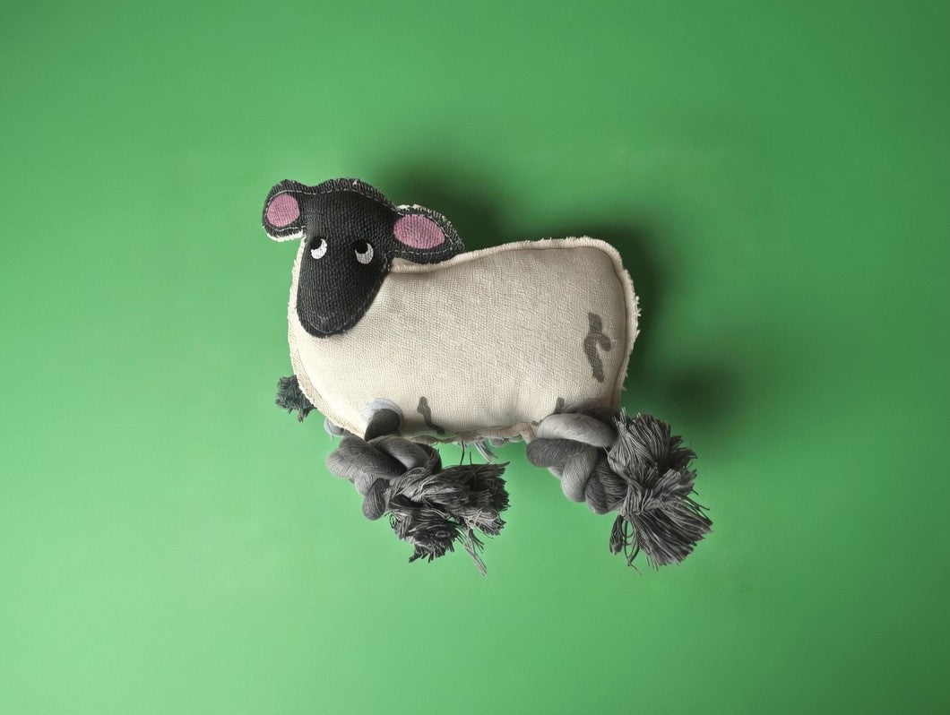 Sheep Dog Toy With Internal Squeaker and Rope Legs